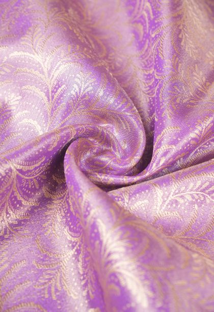 Periwinkle Purple Tissue Silk Sarees with Copper Zari Floral Patterns