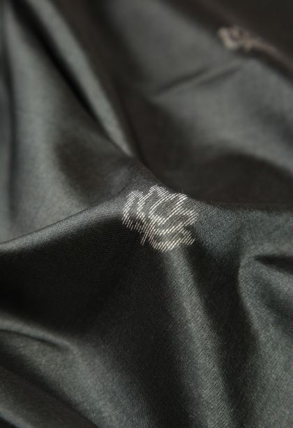 Eel Black Tussar Saree with Bronze Zari Buttis (small Dots Or Motifs)
