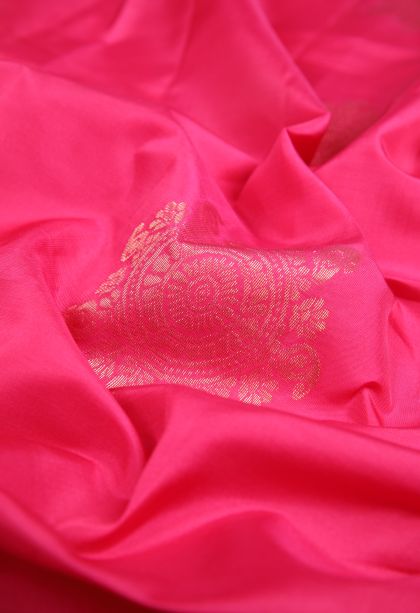 Hot Pink Soft Silk Saree with Copper Zari Buttis (small Dots Or Motifs)