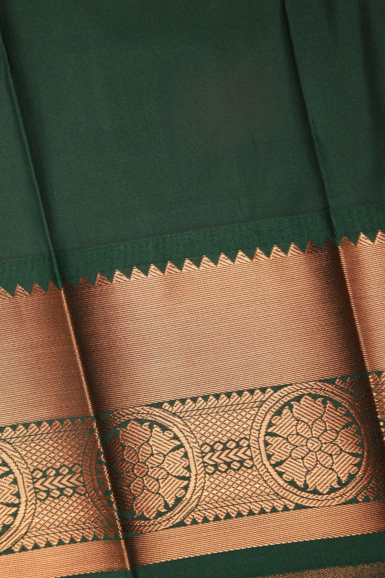 Lemon Yellow Visiri Madippu Silk Sarees with Copper Zari Stripes view 3