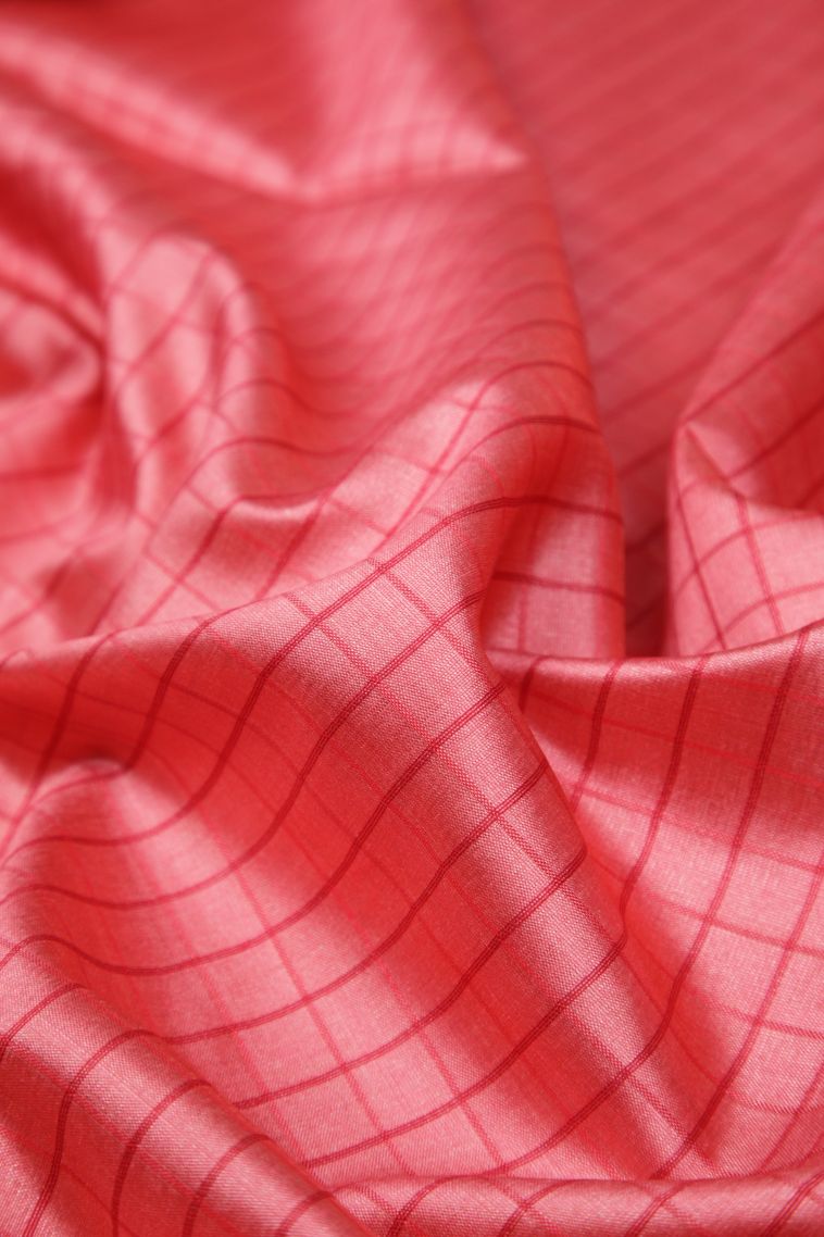 Ballet Pink Tussar Saree with Without Zari Zari Checks view 4