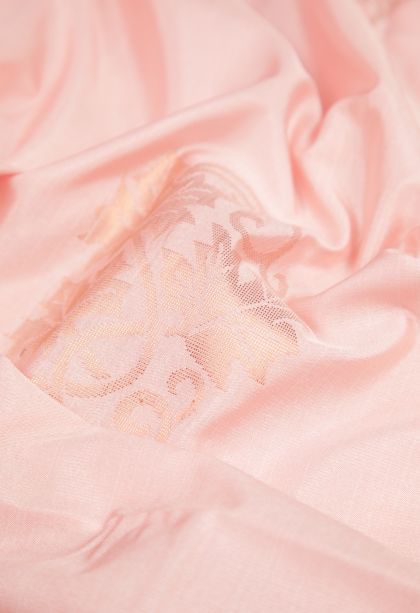 Lemonade Pink Soft Silk Saree with Copper Zari Buttis (small Dots Or Motifs)