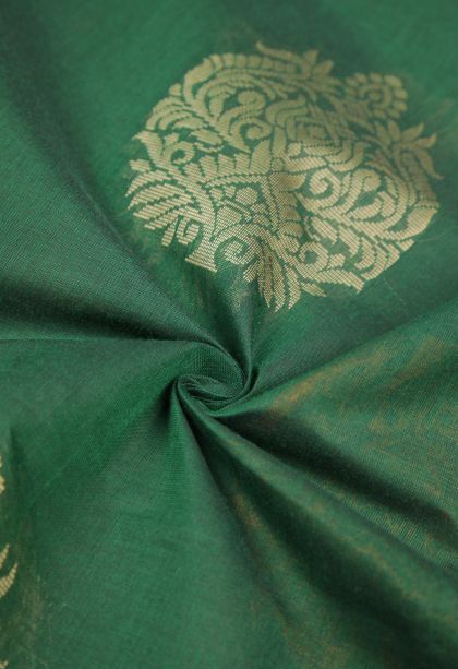 Basil Green Kovai Cotton Sarees with Without Zari Zari Buttis (small Dots Or Motifs)