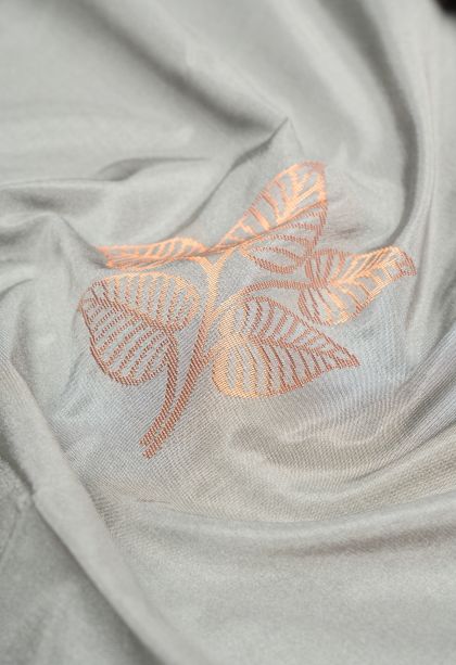 Gray Black Soft Silk Saree with Copper Zari Buttis (small Dots Or Motifs)