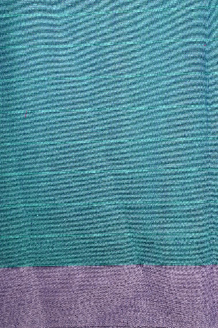 Cerulean Blue Kovai Cotton Sarees with Without Zari Zari Buttis (small Dots Or Motifs) view 3