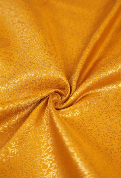 Lemon Yellow Samudrika Pattu with Copper Zari Floral Patterns