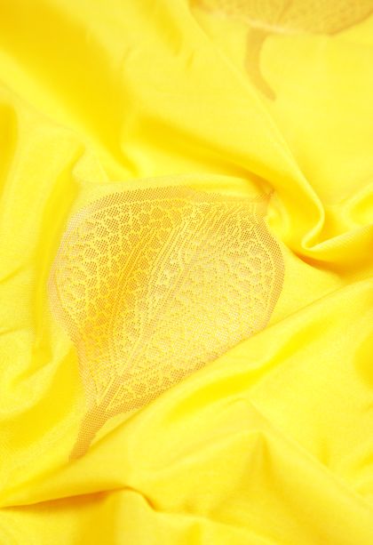 Lemon Yellow Soft Silk Saree with Copper Zari Buttis (small Dots Or Motifs)