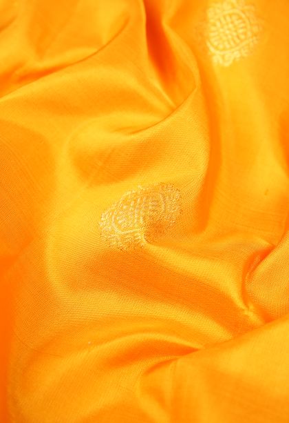 Lemon Yellow Kanchipuram Silk Sarees with Gold Zari Buttis (small Dots Or Motifs)