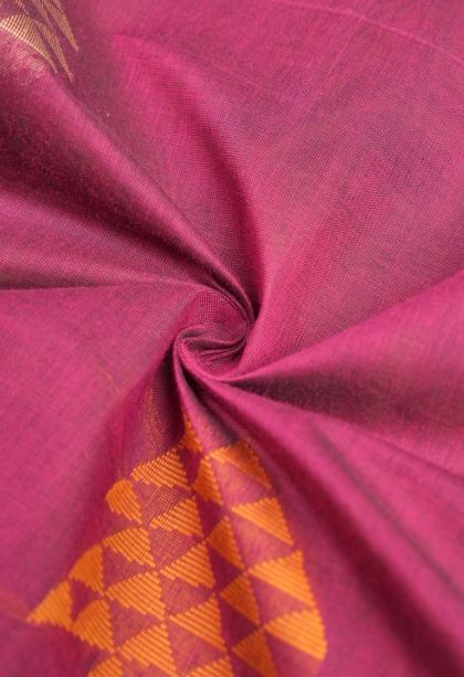 Magenta Purple Kovai Cotton Sarees with Without Zari Zari Buttis (small Dots Or Motifs)