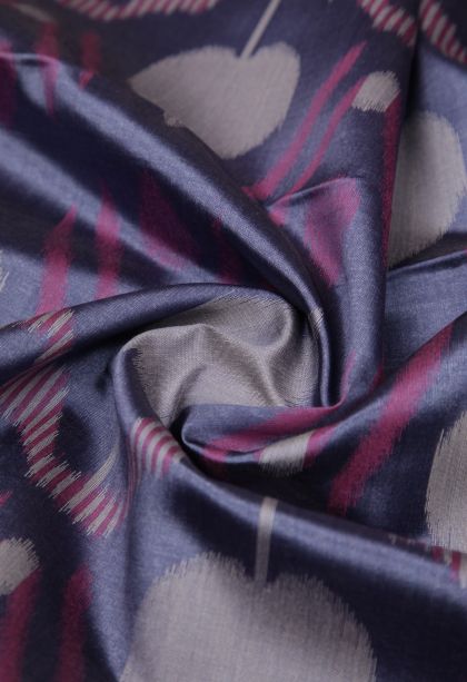 Heather Purple Tussar Saree with Bronze Zari Geometric Shapes