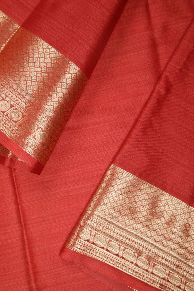 Fire Orange Soft Silk Sarees with Without Zari Zari Floral Patterns view 3