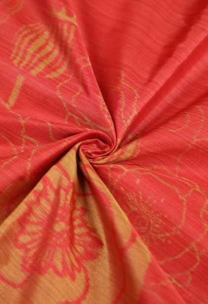 Fire Orange Soft Silk Sarees with Without Zari Zari Floral Patterns