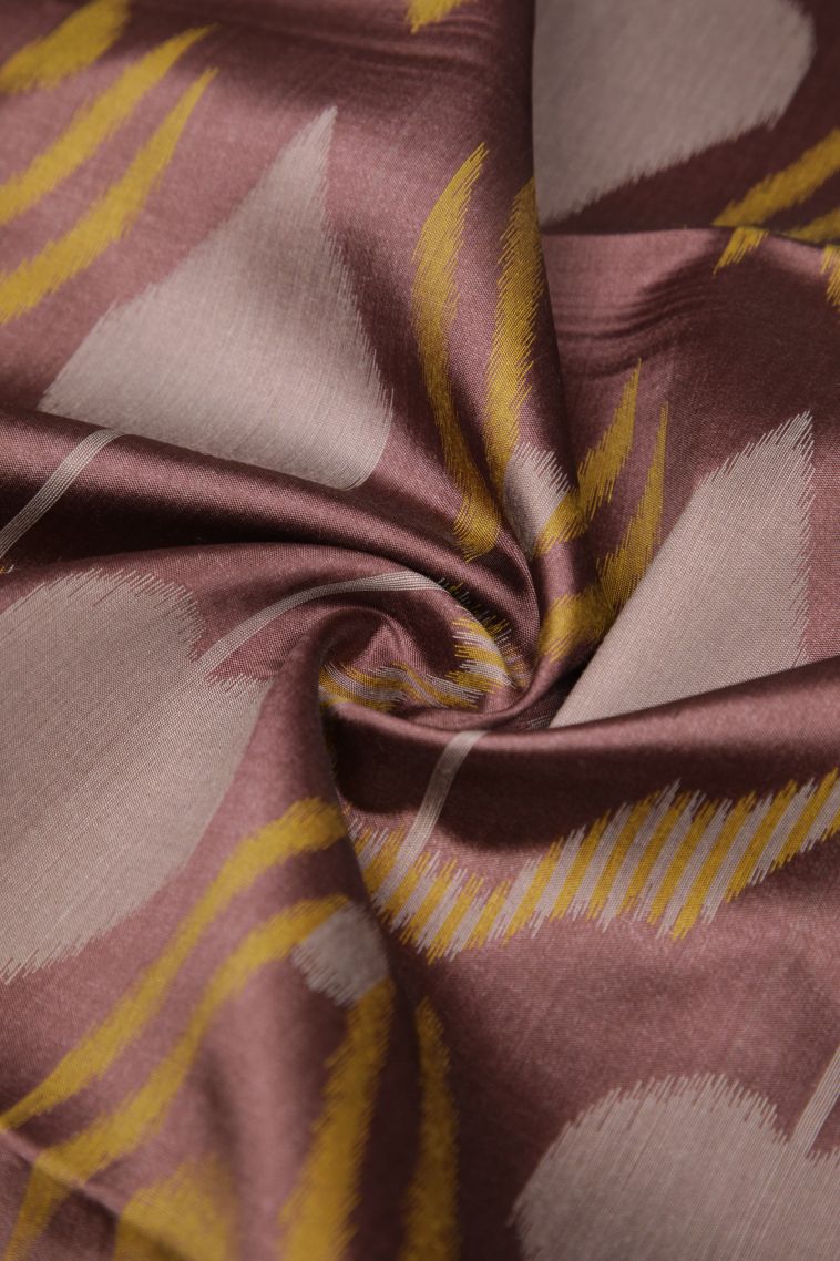 Rosewood Pink Tussar Saree with Without Zari Zari Geometric Shapes view 4