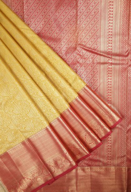 Gold Samudrika Pattu with Copper Zari Floral Patterns
