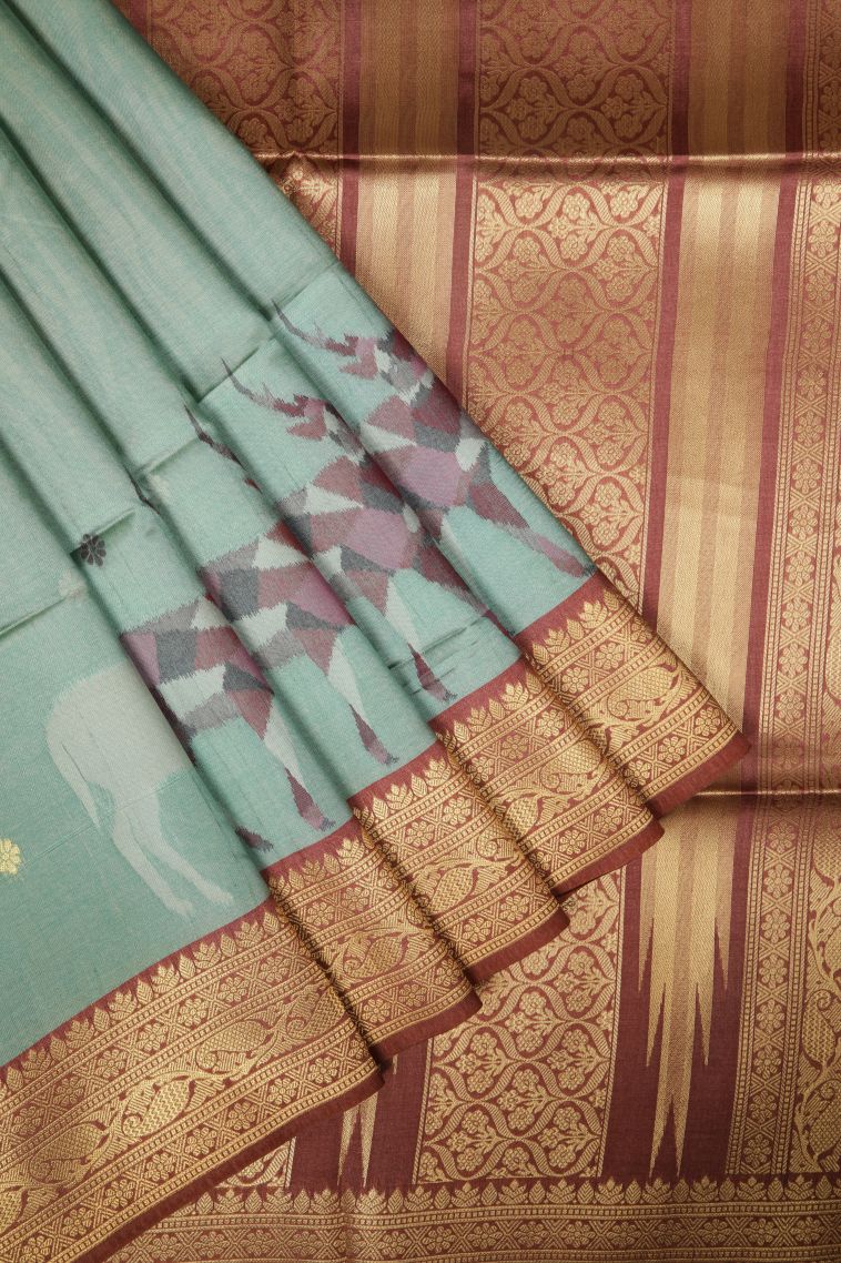Admiral Blue Tussar Saree with Without Zari Zari Buttis (small Dots Or Motifs) view 1