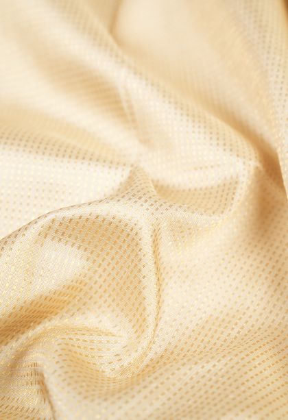 Cream White Kanchipuram Silk Sarees with Gold Zari Stripes