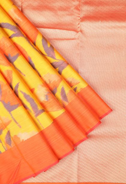 Lemon Yellow Soft Silk Sarees with Without Zari Zari Floral Patterns