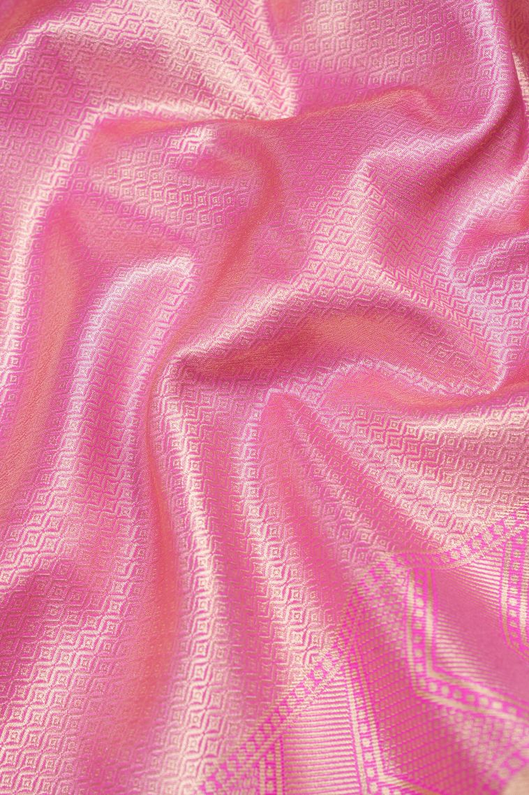 Gold Tissue Silk Sarees with Copper Zari Floral Patterns view 3