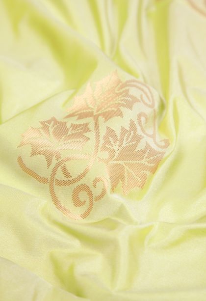Chartreuse Green Soft Silk Saree with Copper Zari Buttis (small Dots Or Motifs)