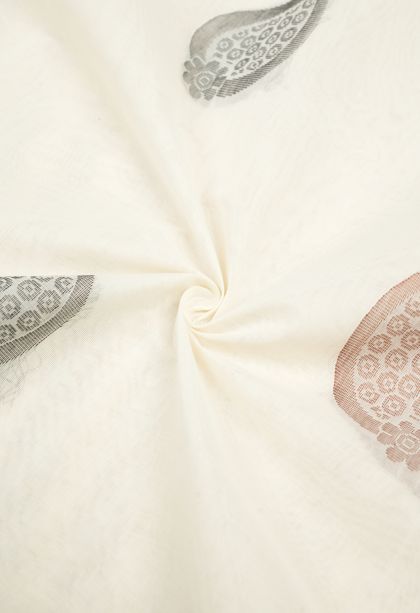 Porcelain White Kovai Cotton Sarees with Without Zari Zari Buttis (small Dots Or Motifs)