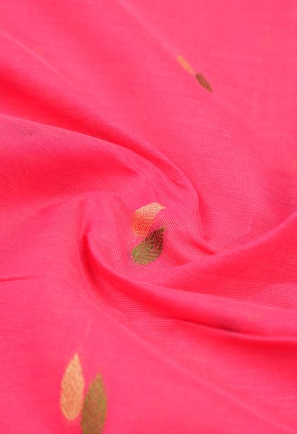Punch Pink Kovai Cotton Sarees with Without Zari Zari Buttis (small Dots Or Motifs)