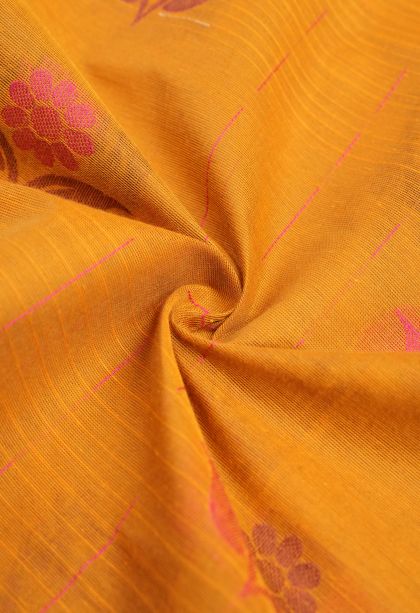 Amber Orange Kovai Cotton Sarees with Without Zari Zari Buttis (small Dots Or Motifs)