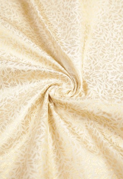 Cream White Samudrika Pattu with Copper Zari Floral Patterns