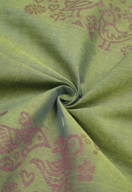 Forest Green Kovai Cotton Sarees with Without Zari Zari Buttis (small Dots Or Motifs)
