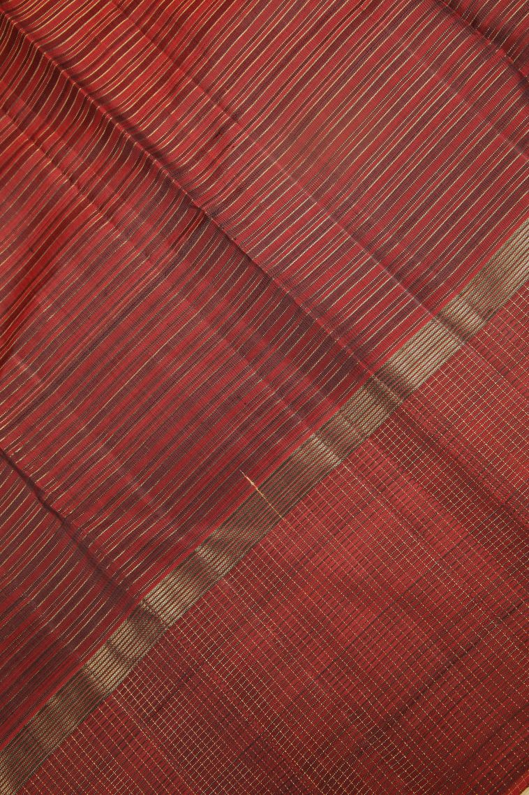 Bottle Green Kanchipuram Silk Sarees with Gold Zari Checks view 3