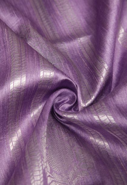 Lavender Purple Tussar Saree with Silver Zari Stripes