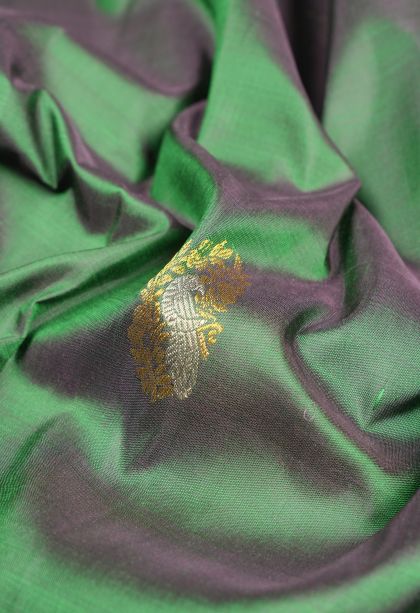 Basil Green Kanchipuram Silk Sarees with Gold Zari Buttis (small Dots Or Motifs)