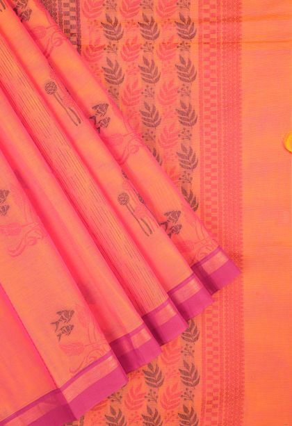 Mauve Kovai Cotton Sarees with Without Zari Zari Buttis (small Dots Or Motifs)