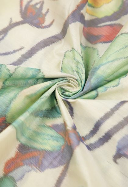 Daisy White Soft Silk Sarees with Without Zari Zari Floral Patterns