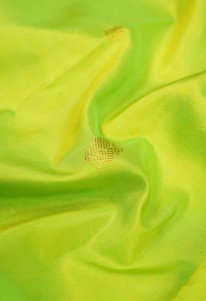 Chartreuse Green Kanchipuram Silk Sarees with Gold Zari Buttis (small Dots Or Motifs)