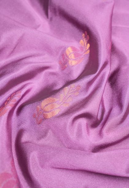 Lilac Purple Soft Silk Saree with Copper Zari Buttis (small Dots Or Motifs)