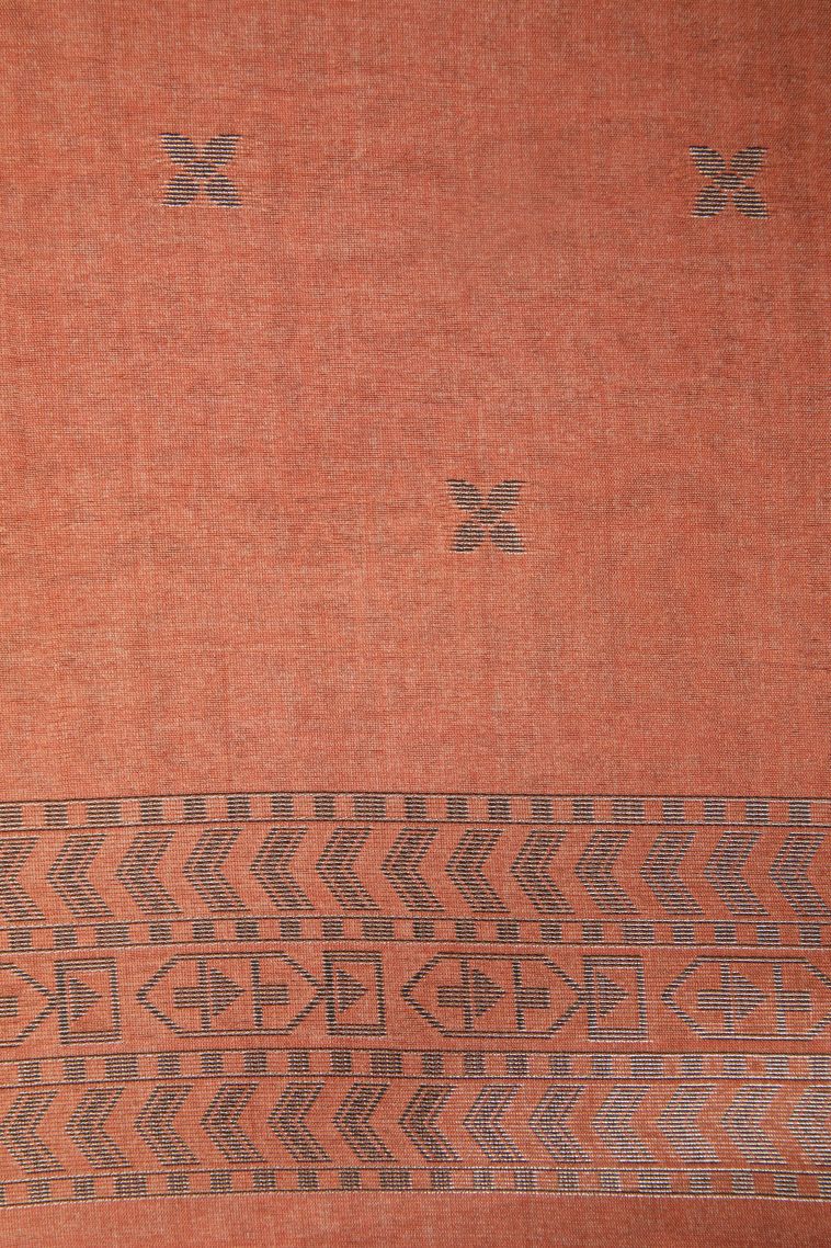 Gray Black Tussar Saree with Bronze Zari Stripes view 3