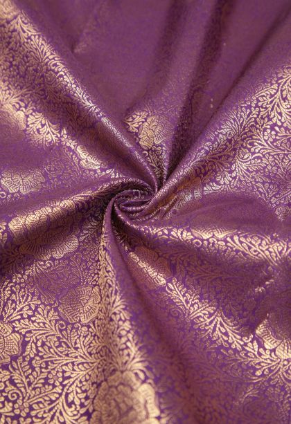 Jam Purple Samudrika Pattu with Copper Zari Floral Patterns