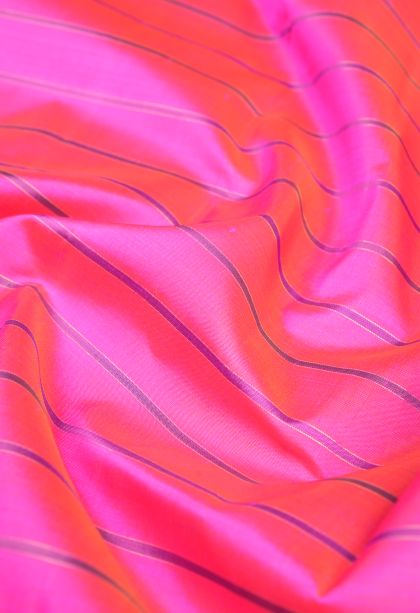 Taffy Pink Kanchipuram Silk Sarees with Gold Zari Stripes