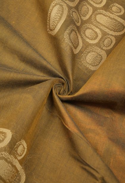 Olive Green Kovai Cotton Sarees with Without Zari Zari Buttis (small Dots Or Motifs)