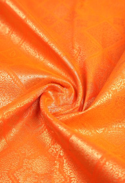 Carrot Orange Samudrika Pattu with Copper Zari Floral Patterns