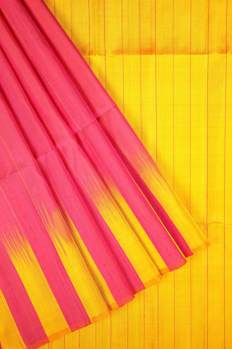 Strawberry Pink Soft Silk Saree with Without Zari Zari Plain view 1