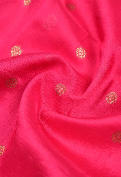 Rouge Pink Banaras Sarees with Copper Zari Buttis (small Dots Or Motifs)