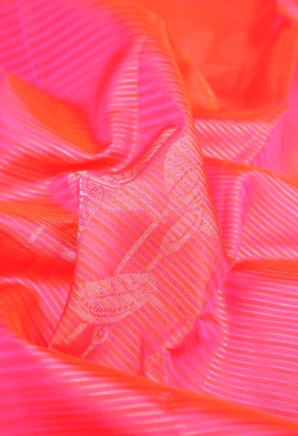 Strawberry Pink Soft Silk Saree with Silver Zari The Soft Silk Saree In Yellow Captures The Essence Of Tradition With I