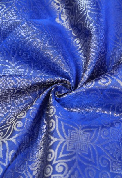 Admiral Blue Soft Silk Saree with Silver Zari Floral Patterns