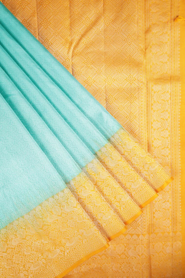 Admiral Blue Soft Silk Saree with Silver Zari Geometric Shapes view 1