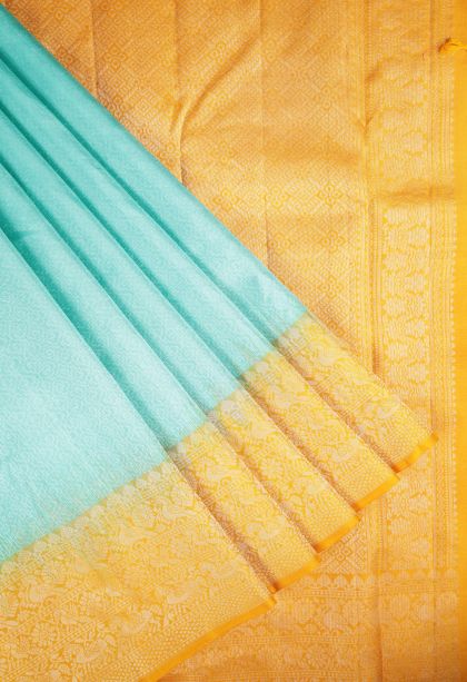 Admiral Blue Soft Silk Saree with Silver Zari Geometric Shapes