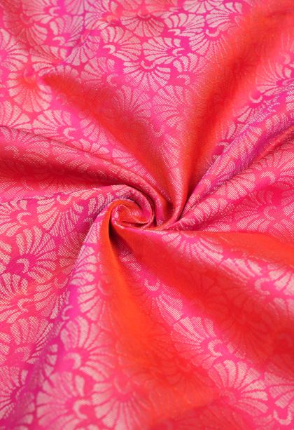 Punch Pink Soft Silk Saree with Silver Zari Floral Patterns