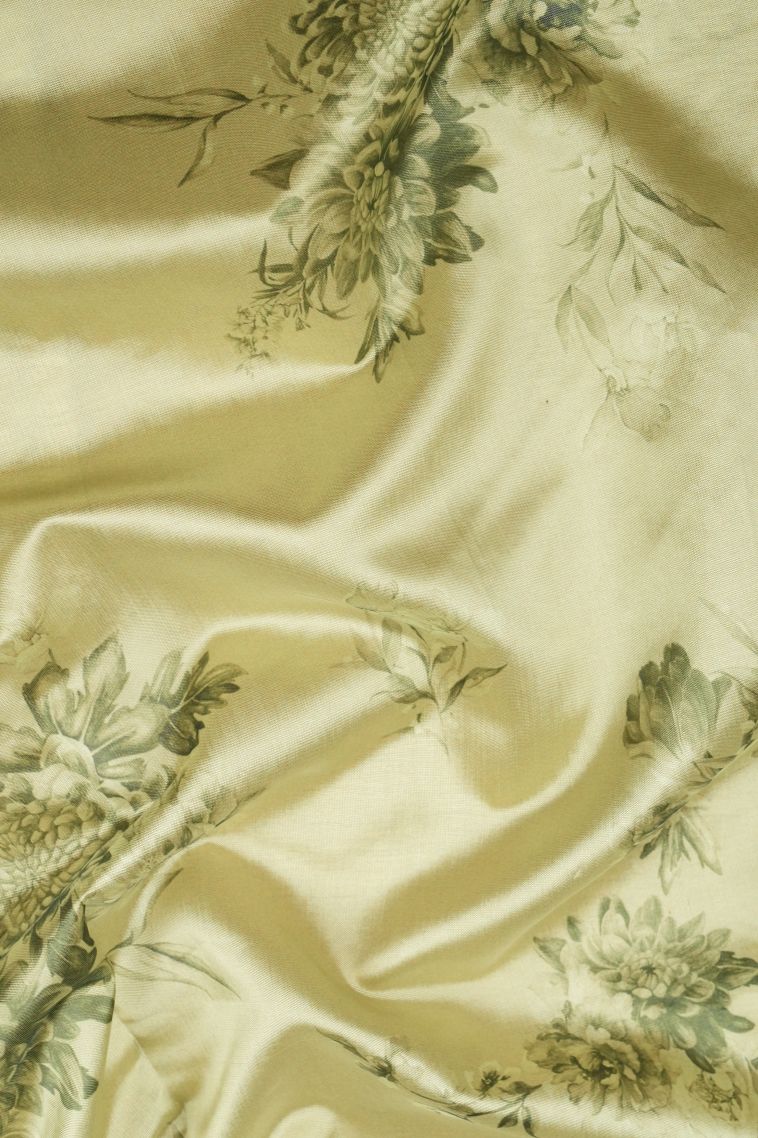Pistachio Green Organza Saree with Without Zari Zari Floral Patterns view 3