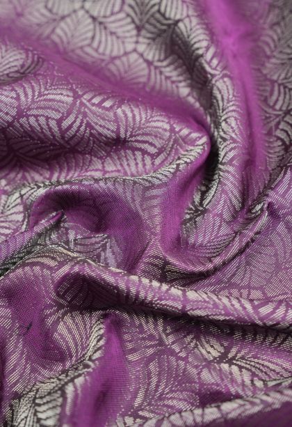 Bosenberry Purple Soft Silk Saree with Silver Zari Floral Patterns