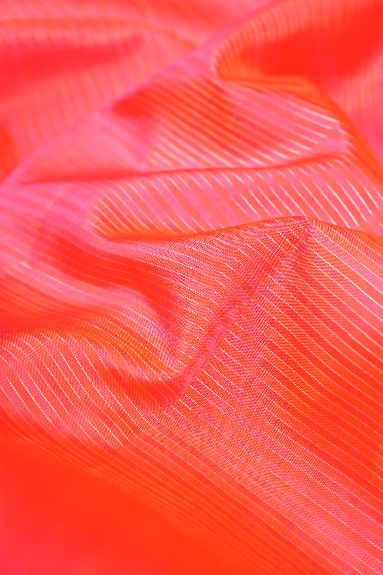 Fuscia Pink Soft Silk Saree with Silver Zari Stripes view 4